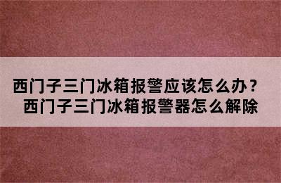 西门子三门冰箱报警应该怎么办？ 西门子三门冰箱报警器怎么解除